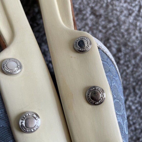 Coach Augusta Slides Womens Size 8 M Blue  Flat Sandals Leather Canvas Monogram - Picture 8 of 11